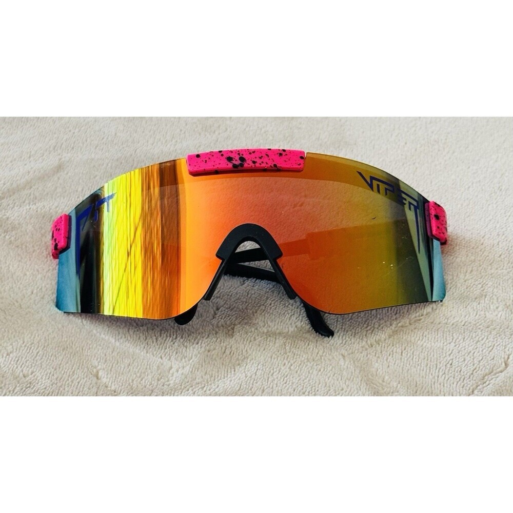 PIT VIPER sunglasses Mirrored Pink Splash Sport Glasses Neon Frame Retro Sport